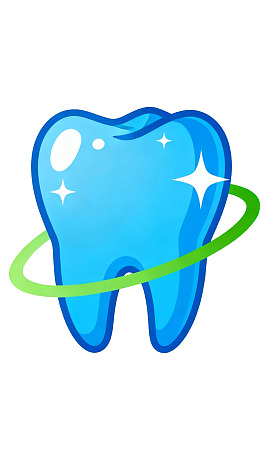 蓝色牙齿卡通形象带光环