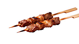 两串烤肉串特写图片