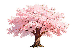 盛开的粉色樱花树图片