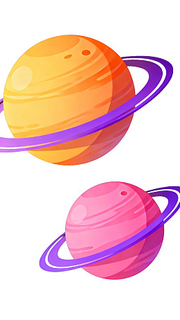两张卡通风格行星插画
