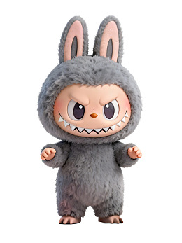 灰色毛绒兔装卡通角色