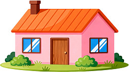 粉色小屋卡通插画图片