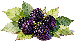 水彩画风格的黑莓果实