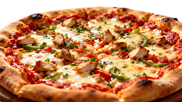 鸡肉青椒披萨芝士浓郁