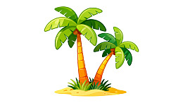 两棵棕榈树在沙滩上图片