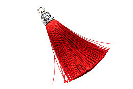 红色流苏挂饰配银色金属头