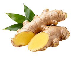 新鲜姜块配绿叶图片