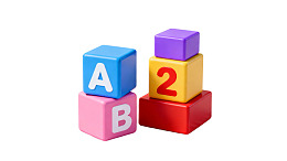 彩色字母数字积木堆叠展示