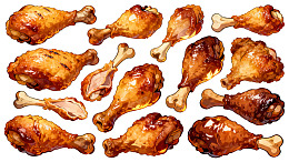 多角度烤鸡腿美食插画
