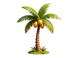 一棵结满椰子的热带棕榈树