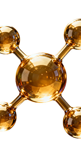 金色分子结构模型特写