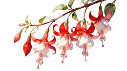 红色与白色相间的倒挂金钟花