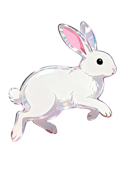 白色兔子跳跃的动态插画