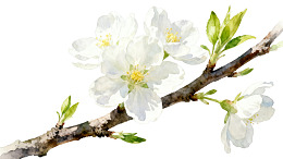 白色樱花绽放于枝头图片