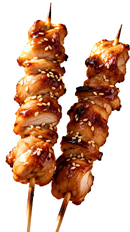 烤鸡肉串撒芝麻图片
