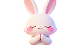 卡通兔子闭眼合掌祈祷