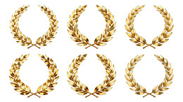 六枚金色麦穗花环图案