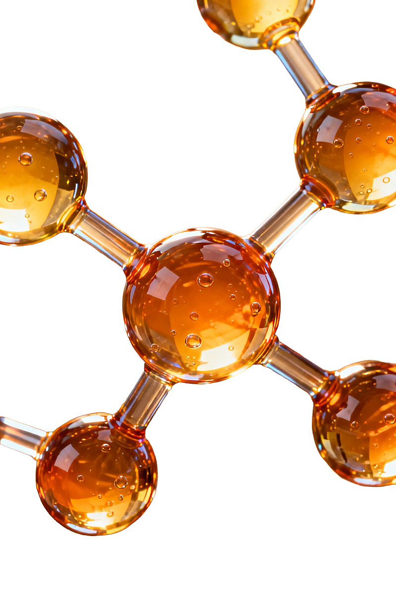 橙色分子结构模型特写