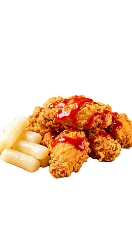 炸鸡配年糕图片