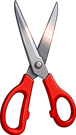 红色手柄银色刀刃剪刀