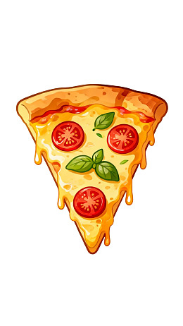 一片带有番茄和罗勒的披萨