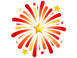 红色烟花绽放金色星星