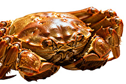 一只色泽鲜亮的熟螃蟹特写