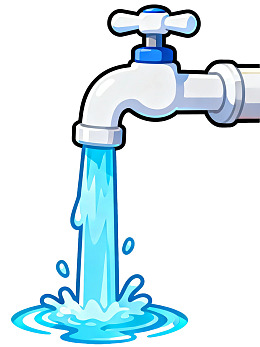水龙头流水卡通插画图片