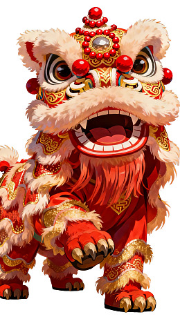 色彩鲜艳的舞狮形象图片