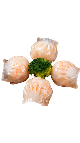 虾仁水晶饺配西兰花图片