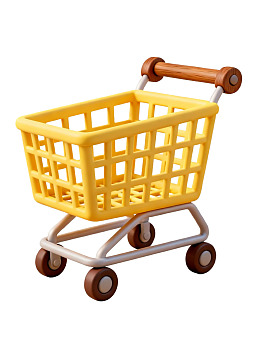 黄色塑料购物车模型图片