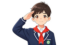 卡通男孩敬礼穿校服图片
