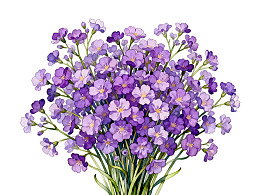 紫色花朵花束插画图片