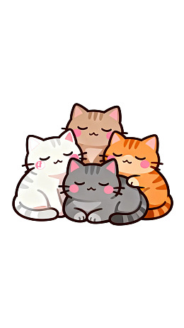四只可爱猫咪依偎在一起