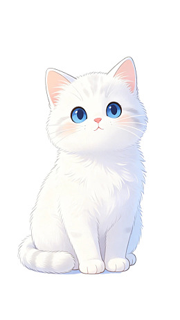 白色猫咪蓝眼萌态可爱