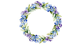 蓝色与紫色花朵环形花环