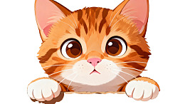 卡通橘猫探头萌态图片