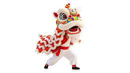 舞狮表演者身着传统服饰