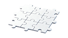 九块白色拼图整齐排列