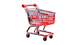 红色购物车静置于白色背景