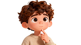 卡通男孩思考状图片