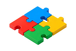 四色拼图块紧密拼接图片