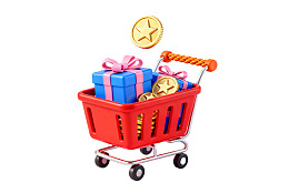 购物车装满礼物金币图片