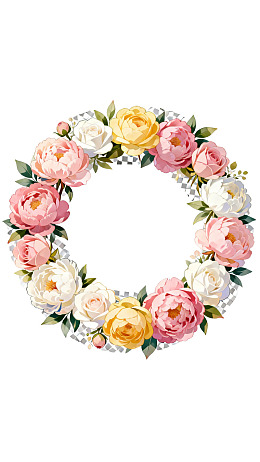 色彩斑斓的花卉花环装饰图案