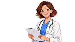 女医生手持病历微笑图片