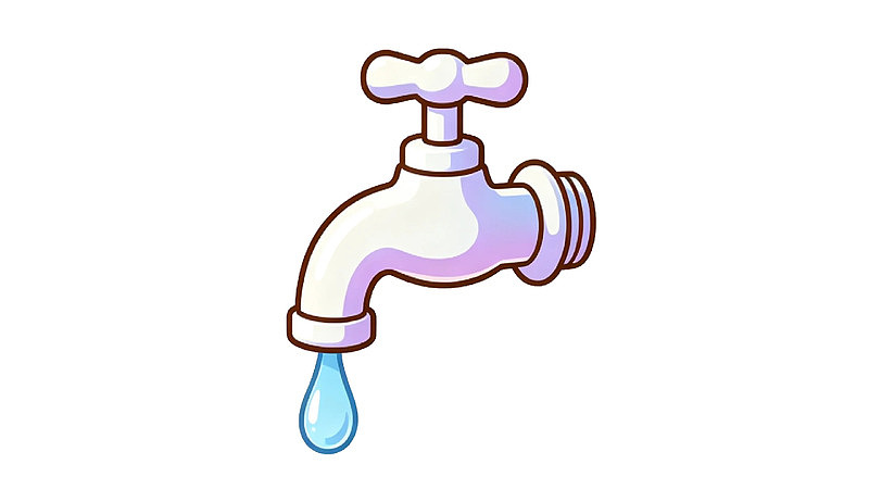 卡通风格水龙头滴水图片