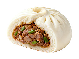 半切包子露馅肉香葱图片