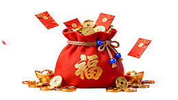 红色福袋金币红包象征财富