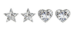四颗不同形状的钻石展示
