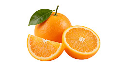 新鲜橙子切片与绿叶图片